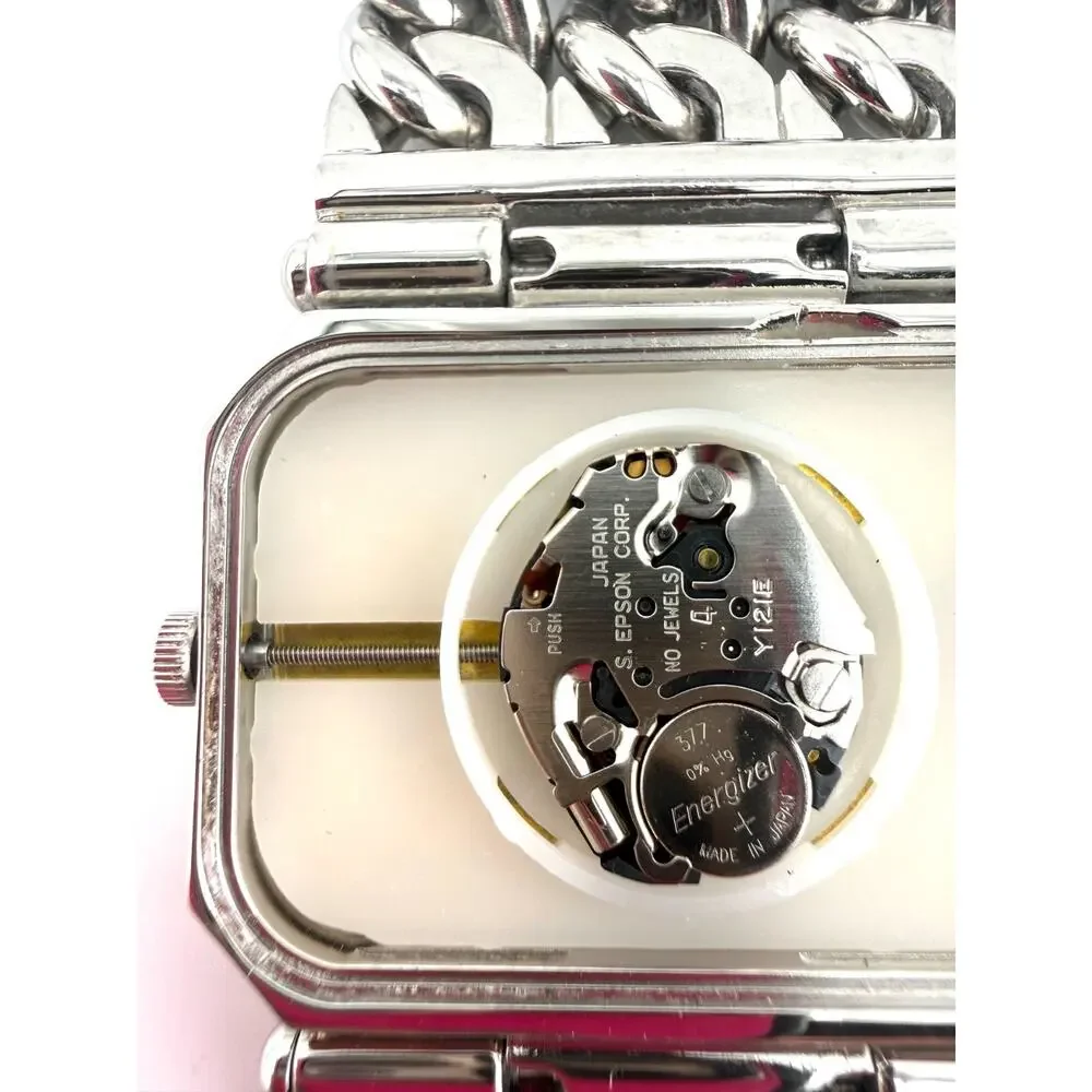 Y2K GUESS G11644L Women’s Watch Crystal Logo Triple Chain Silver New Battery